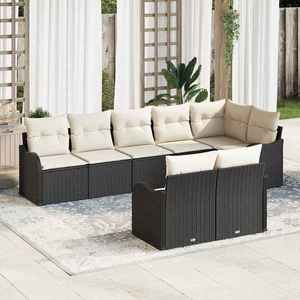 vidaXL Set de canapele pentru grădină 8 pcs Negru și alb Rattan poli imagine