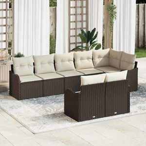 vidaXL Set de canapele pentru grădină 8 pcs maro și alb Rattan poli imagine