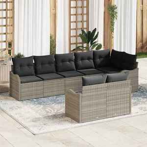 vidaXL Set de canapele pentru grădină 8 pcs Gri deschis Rattan poli imagine