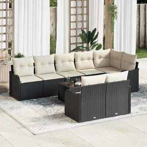 vidaXL Set de canapele pentru grădină 9 pcs Negru și alb Rattan poli imagine