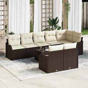 vidaXL Set de canapele pentru grădină 9 pcs maro și alb Rattan poli imagine