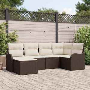 vidaXL Set de canapele pentru grădină 6 pcs maro și alb Rattan poli imagine