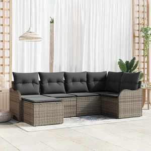 vidaXL Set de canapele pentru grădină cu pernă 6 pcs Gri Rattan poli imagine