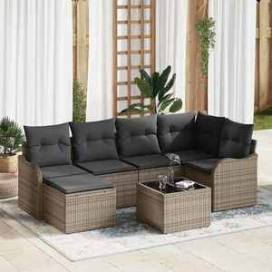 vidaXL Set de canapele pentru grădină cu pernă 7 pcs Gri Rattan poli imagine