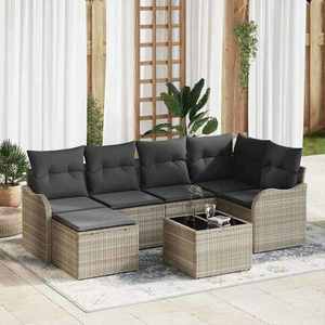 vidaXL Set de canapele pentru grădină 7 pcs Gri deschis Rattan poli imagine