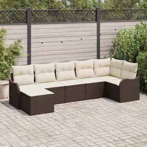 vidaXL Set de canapele pentru grădină 7 pcs maro și alb Rattan poli imagine