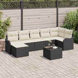 vidaXL Set de canapele pentru grădină 8 pcs Negru și alb Rattan poli imagine