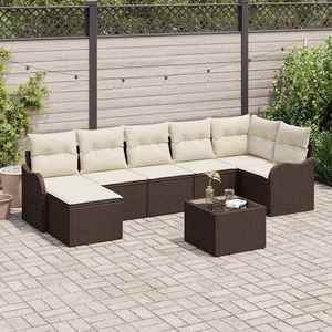 vidaXL Set de canapele pentru grădină 8 pcs maro și alb Rattan poli imagine
