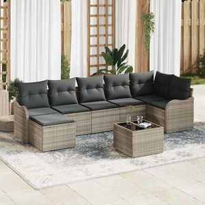 vidaXL Set de canapele pentru grădină 8 pcs Gri deschis Rattan poli imagine
