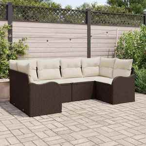vidaXL Set de canapele pentru grădină 6 pcs maro și alb Rattan poli imagine