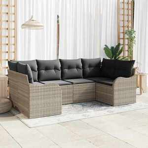 vidaXL Set de canapele pentru grădină 6 pcs Gri deschis Rattan poli imagine