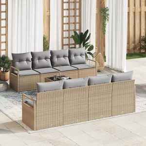 vidaXL Set de canapele pentru grădină 9 pcs Bej și gri poliratan imagine