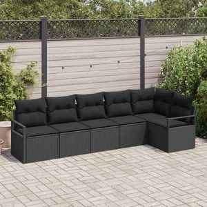 vidaXL Set de canapele pentru grădină cu pernă 6 pcs Negru imagine
