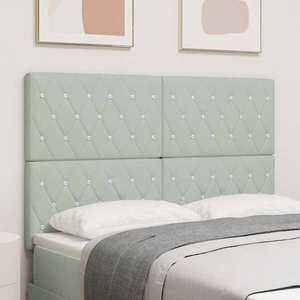 vidaXL Tăblie LED cu lumini cu bandă LED Gri deschis 144 cm Catifea imagine