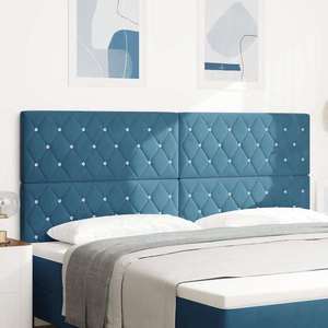 vidaXL Tăblie LED Argyle cu headboard Albastru închis 100 cm Catifea imagine