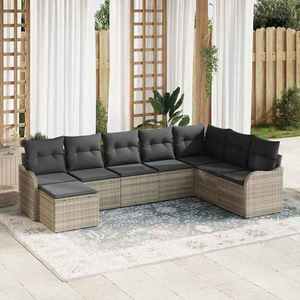 vidaXL Set de canapele pentru grădină 8 pcs Gri deschis Rattan poli imagine
