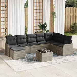 vidaXL Set de canapele pentru grădină 9 pcs Gri deschis Rattan poli imagine