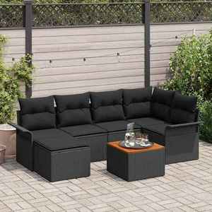 vidaXL Set de canapele pentru grădină cu pernă 7 pcs Negru imagine