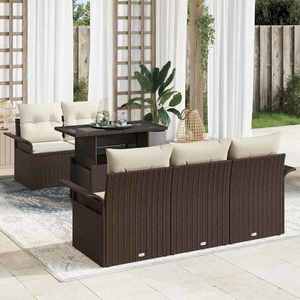 vidaXL Set de canapele pentru grădină cu pernă 6 pcs Maro Poli Rattan imagine