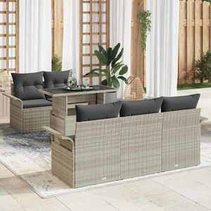 vidaXL Set de canapele pentru grădină 6 pcs Gri deschis Poli Rattan imagine