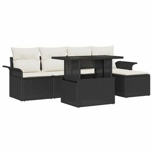vidaXL Set de canapele pentru grădină cu pernă 6 pcs Negru Rattan poli imagine