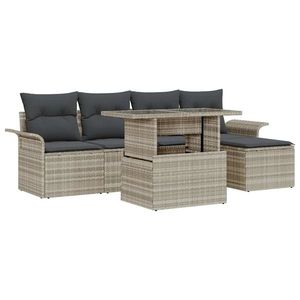 vidaXL Set de canapele pentru grădină 6 pcs Gri deschis Rattan poli imagine