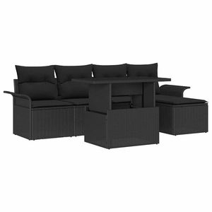 vidaXL Set de canapele pentru grădină cu pernă 6 pcs Negru Rattan poli imagine