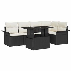 vidaXL Set de canapele pentru grădină cu pernă 6 pcs Negru Rattan poli imagine
