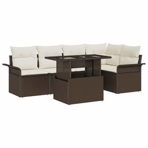 vidaXL Set de canapele pentru grădină cu pernă 6 pcs Maro Rattan poli imagine