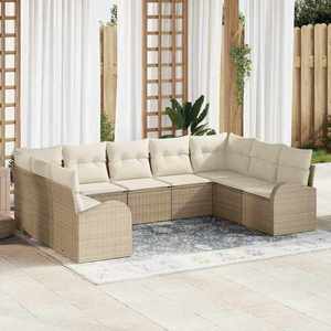 vidaXL Set de canapea cu pernă 9 pcs Bej Poli Rattan imagine