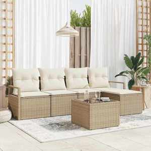 vidaXL Set de canapele pentru grădină 6 pcs Bej Rattan poli imagine