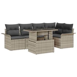 vidaXL Set de canapele pentru grădină 6 pcs Gri deschis Rattan poli imagine