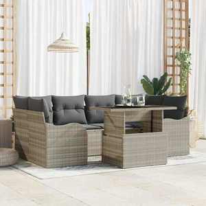 vidaXL Set de canapele pentru grădină 7 pcs Gri deschis Poli Rattan imagine