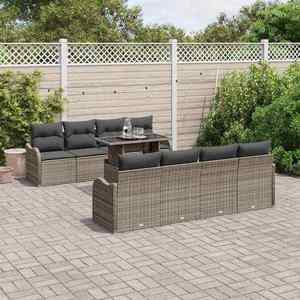 vidaXL Set de canapele pentru grădină cu pernă 9 pcs Gri Rattan poli imagine