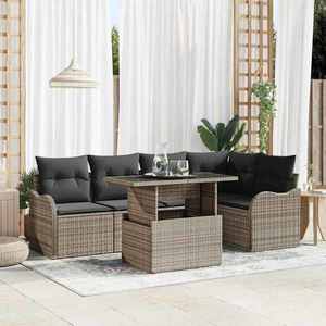 vidaXL Set de canapele pentru grădină cu pernă 6 pcs Gri Poli Rattan imagine