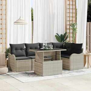 vidaXL Set de canapele pentru grădină 6 pcs Gri deschis Poli Rattan imagine