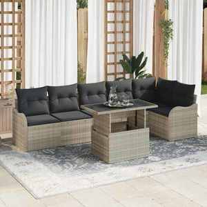 vidaXL Set de canapele pentru grădină 7 pcs Gri deschis Poli Rattan imagine