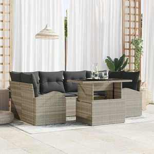 vidaXL Set de canapele pentru grădină 7 pcs Gri deschis Poli Rattan imagine