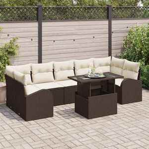 vidaXL Set de canapele pentru grădină cu pernă 8 pcs Maro Poli Rattan imagine