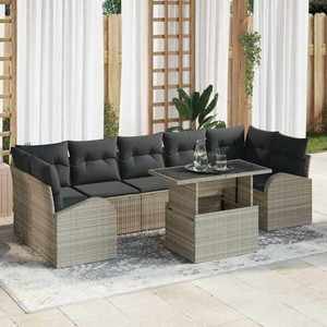 vidaXL Set de canapele pentru grădină 8 pcs Gri deschis Poli Rattan imagine