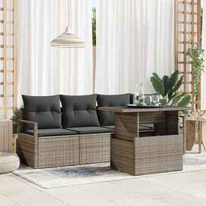 vidaXL Set de canapele pentru grădină 5 pcs Gri Rattan poli imagine