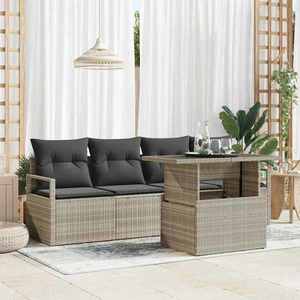 vidaXL Set de canapele pentru grădină 5 pcs Gri deschis Rattan poli imagine