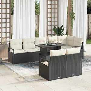 vidaXL Set de canapele pentru grădină 9 pcs Negru Rattan poli imagine