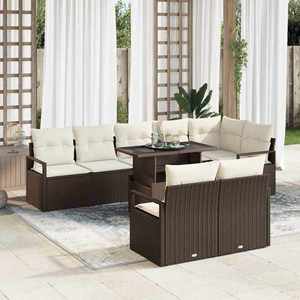 vidaXL Set de canapele pentru grădină 9 pcs Maro Rattan poli imagine