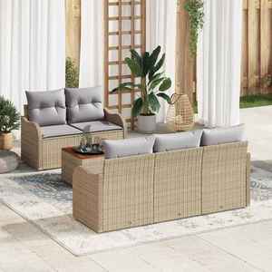 vidaXL Set de canapele pentru grădină 6 pcs Bej Rattan poli imagine
