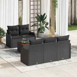 vidaXL Set de canapele pentru grădină 6 pcs Negru Rattan poli imagine