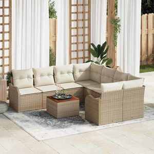 vidaXL Set de canapele pentru grădină 9 pcs Bej Rattan poli imagine