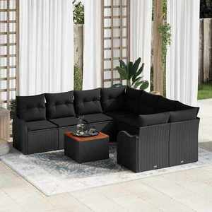 vidaXL Set de canapele pentru grădină 9 pcs Negru Rattan poli imagine
