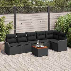 vidaXL Set de canapele pentru grădină 7 pcs Negru Rattan poli imagine