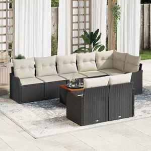 vidaXL Set de canapele pentru grădină 9 pcs Negru Rattan poli imagine